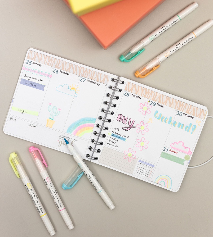 pennor Överstrykningspenna zebra mildliner brush fluorescent 5-pack (fluorescent)