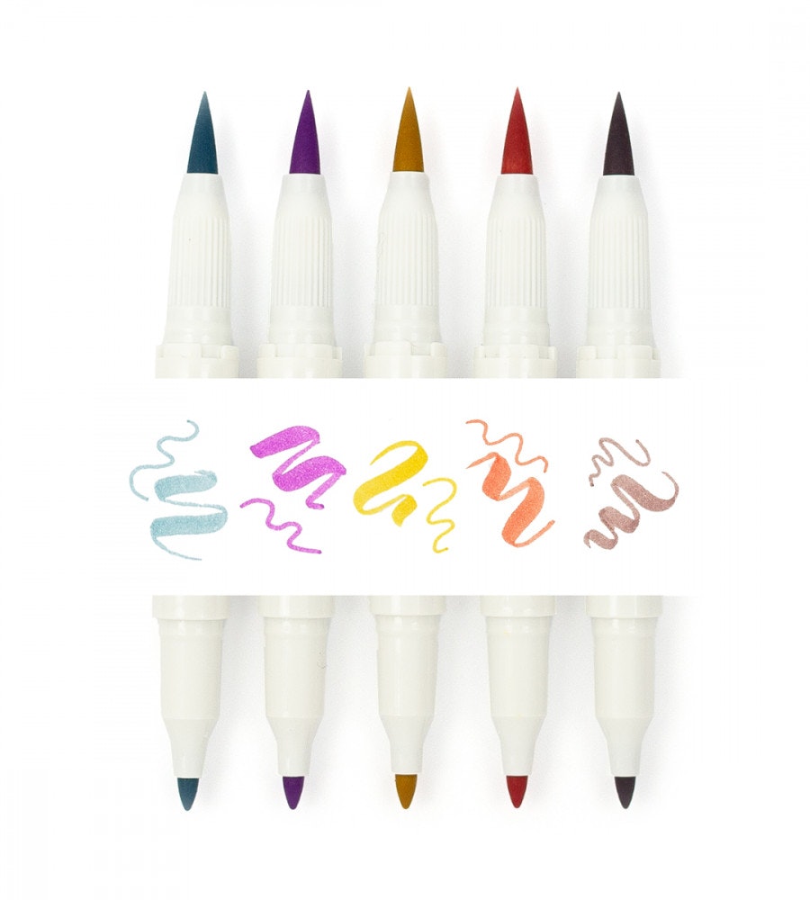 pennor Överstrykningspenna zebra mildliner brush warm 5-pack (warm)