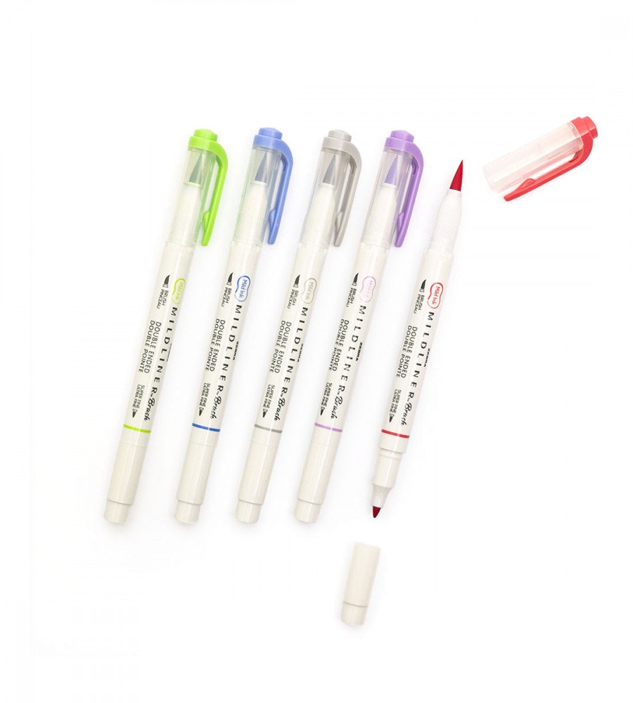 pennor Överstrykningspenna zebra mildliner brush cool & refined 5-pack (cool-and-refined)