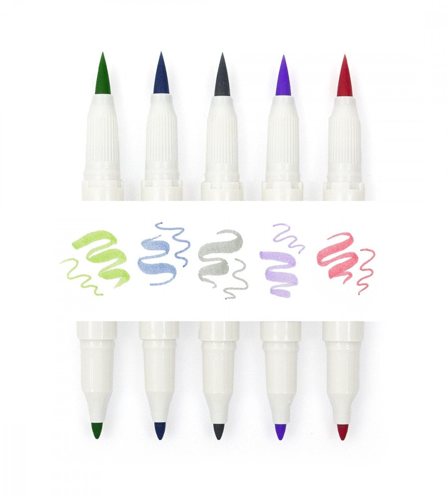 pennor Överstrykningspenna zebra mildliner brush cool & refined 5-pack (cool-and-refined)