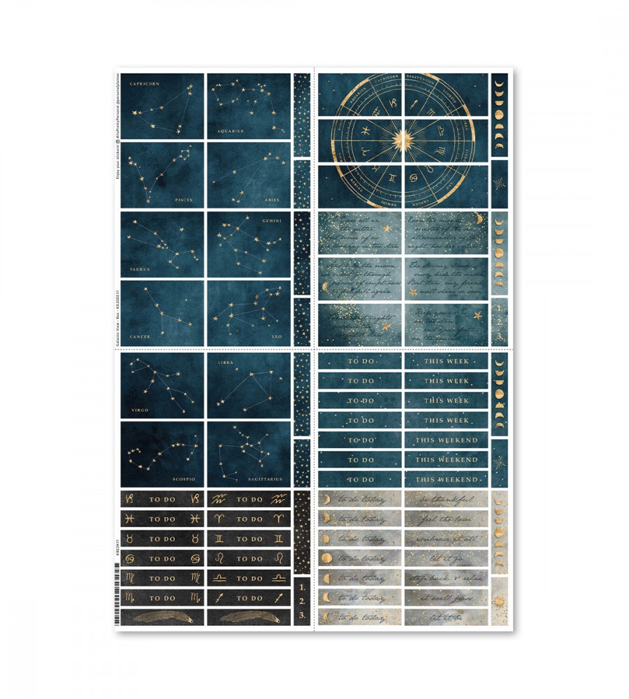 klistermarke klistermärken galactic views (box) - blå (box) blå