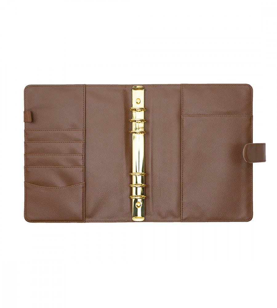 fodral ringpärm till systemkalender - storlek a5 - brun (a5) brun