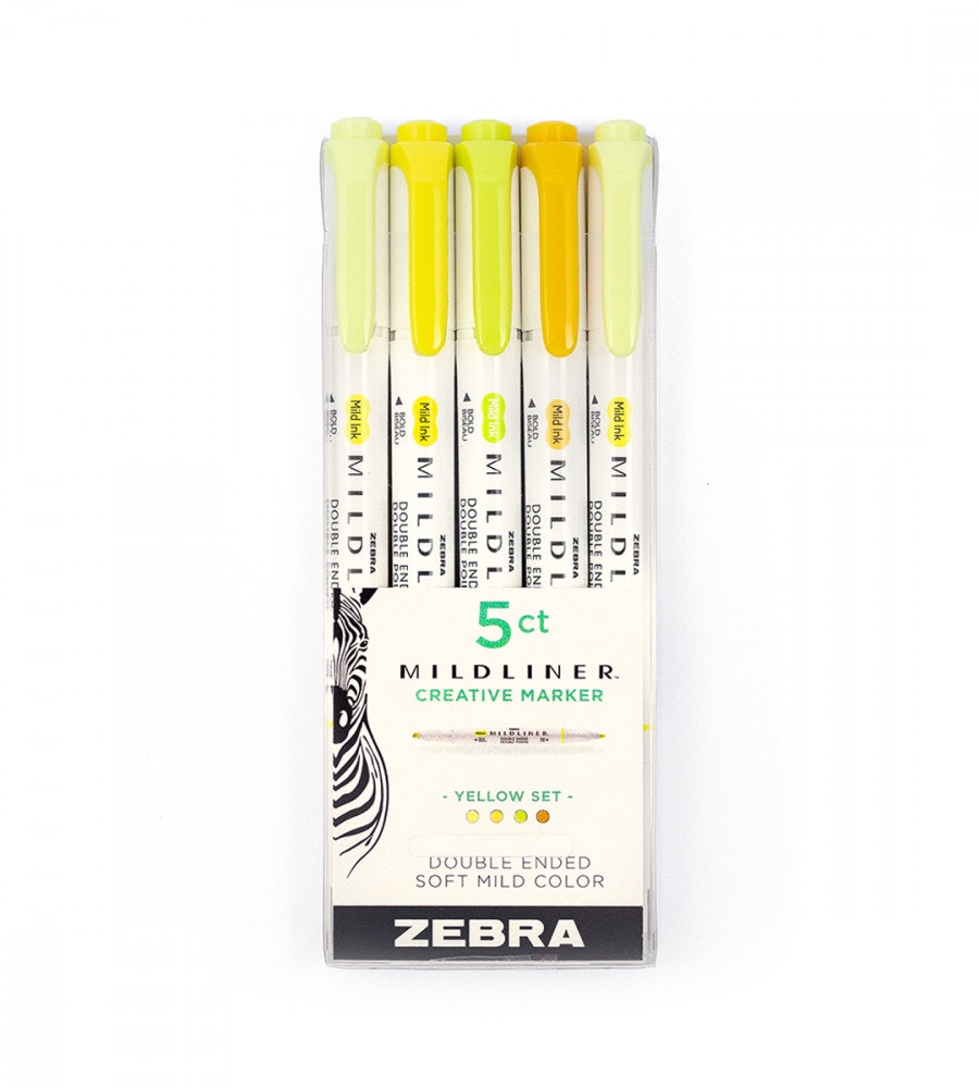 pennor Överstrykningspenna zebra mildliner yellow set 5-pack (warm) gul