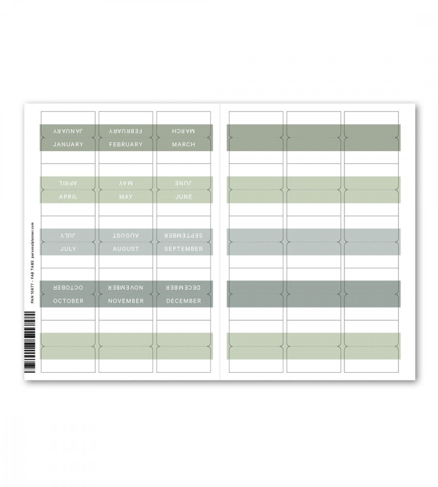 klistermarke månadsflikar fab tabs - blå/grön (tabs) blå/grön