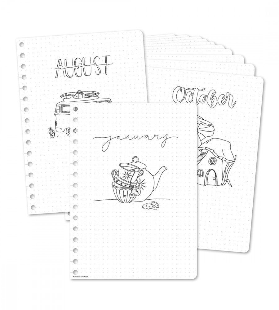 snap-in snap-in refill-sidor månadsblad till almanacka - storlek a5 (spiral)