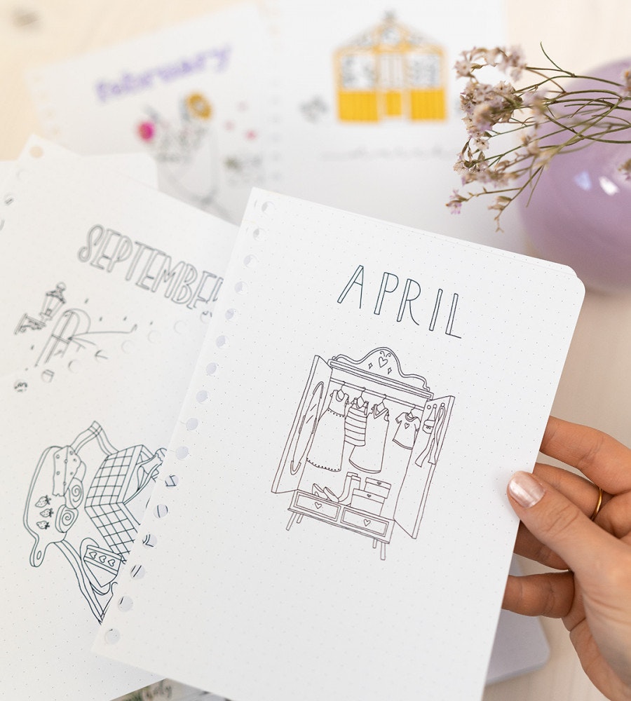 snap-in snap-in refill-sidor månadsblad till almanacka - storlek a5 (spiral)