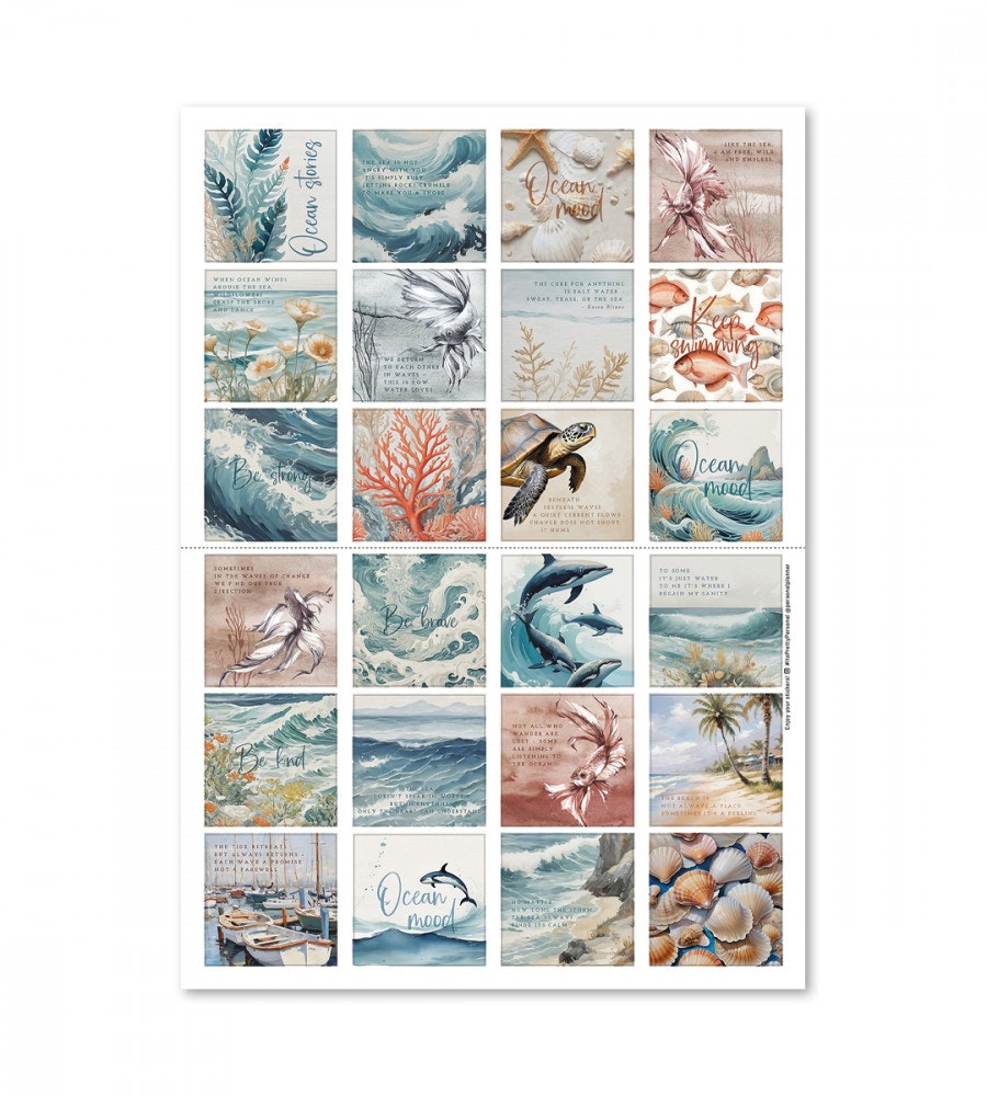 paket kit ocean stories till almanacka - storlek a5, a4 (kit) blå/brun