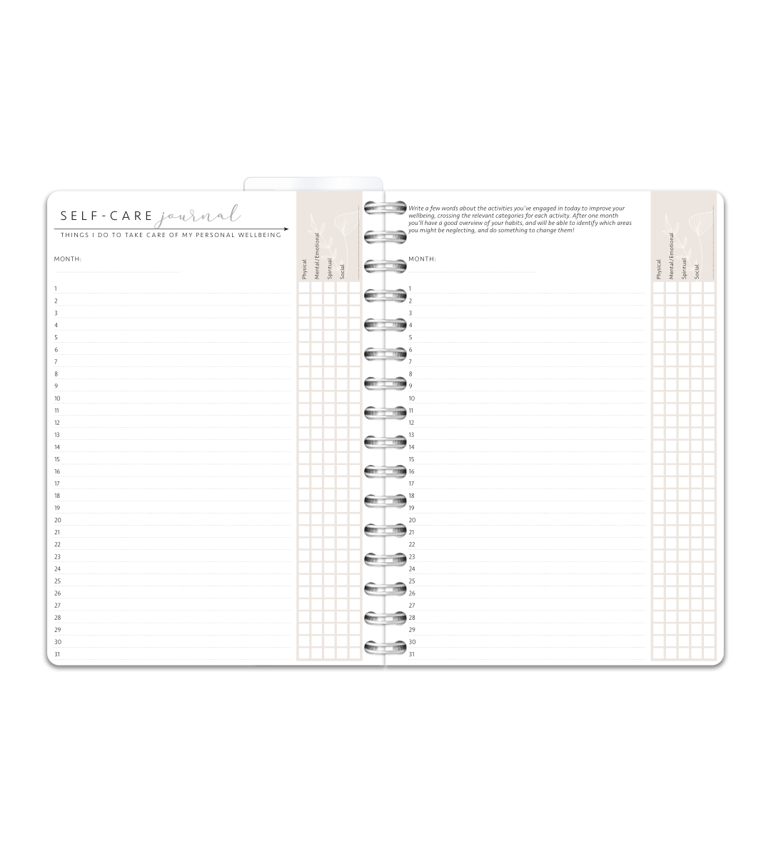Spiralbindun A5 - Selfcare Journal