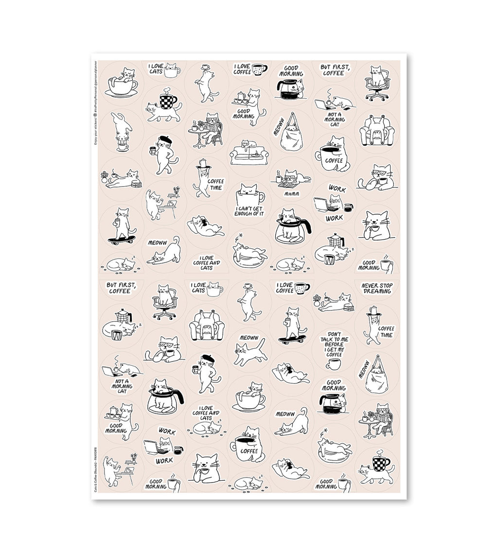 Sticker - Cats & Coffee (Rounds) 