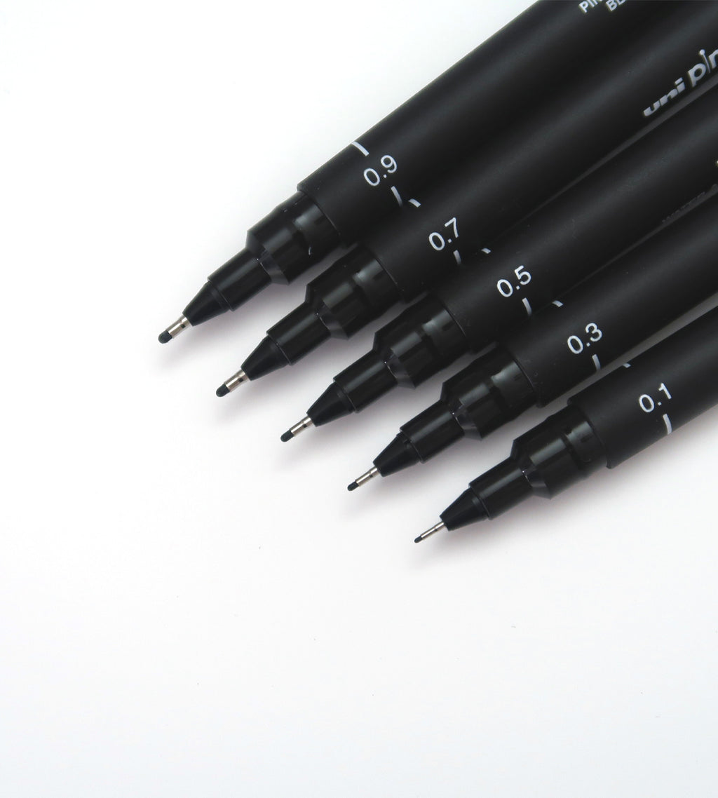 Fineliner - Uni Pin 5er Set - Schwarz 