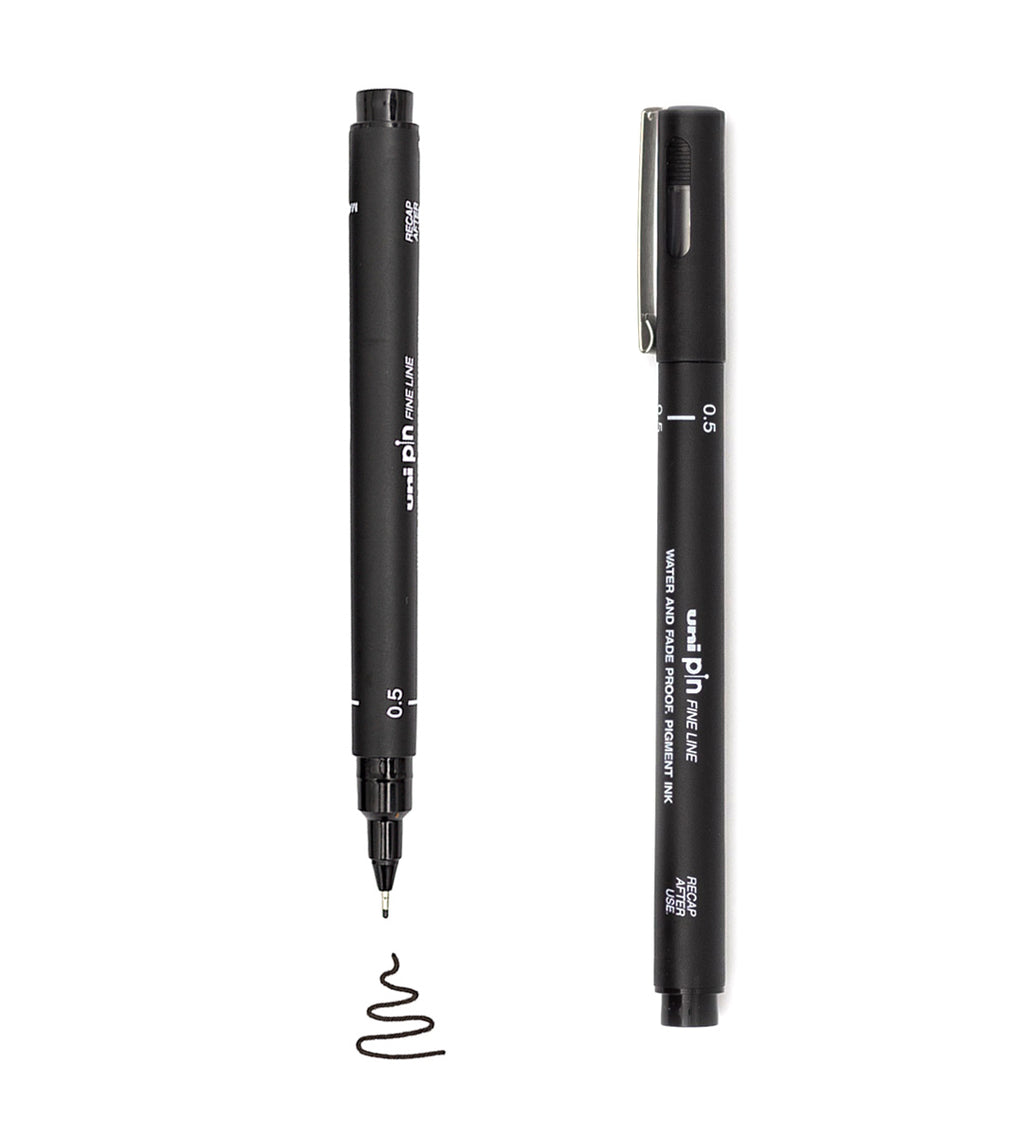 Fineliner - Uni Pin 5er Set - Schwarz 