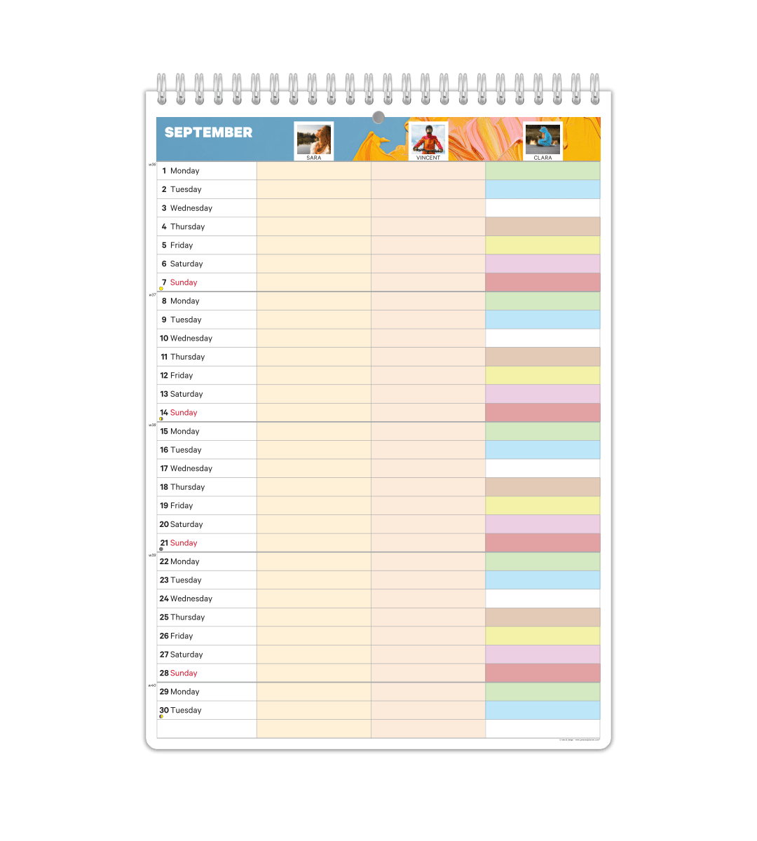 Familjekalender - Månadsöversikt - Personal Planner