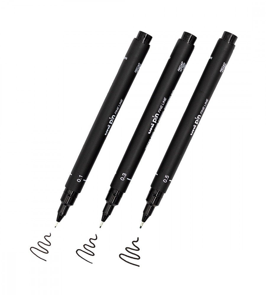 Fineliner - Uni Pin 3-pack (0.1, 0.3, 0.5) - svart - Personal Planner