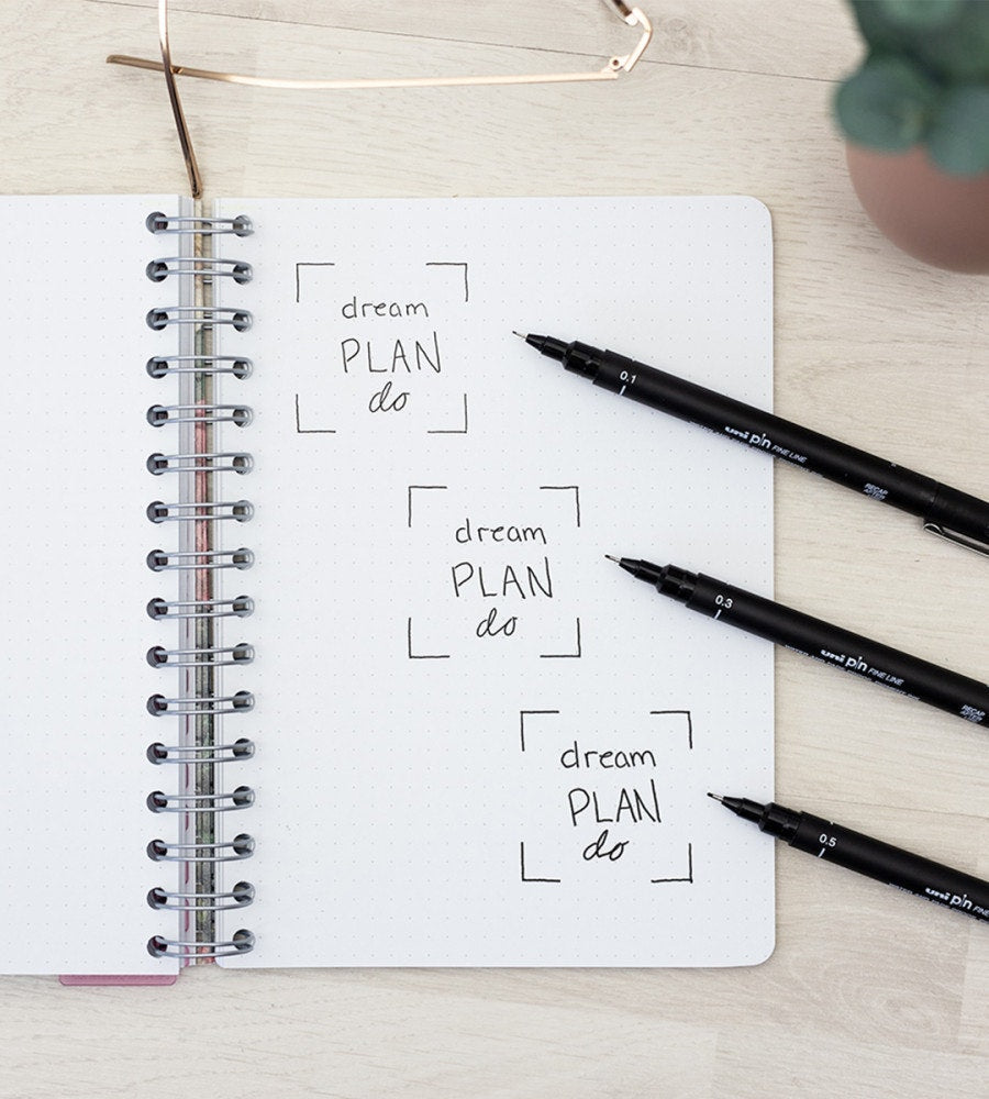 Fineliner - Uni Pin 3-pack (0.1, 0.3, 0.5) - svart - Personal Planner