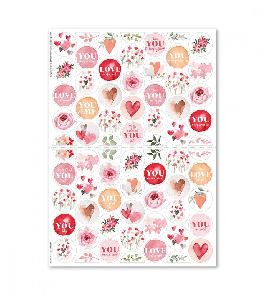 Klistermärken - Love is all we need (Rounds) - Personal Planner