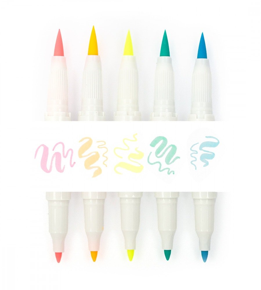 Överstrykningspenna - Zebra Mildliner Brush - 5-pack - Personal Planner