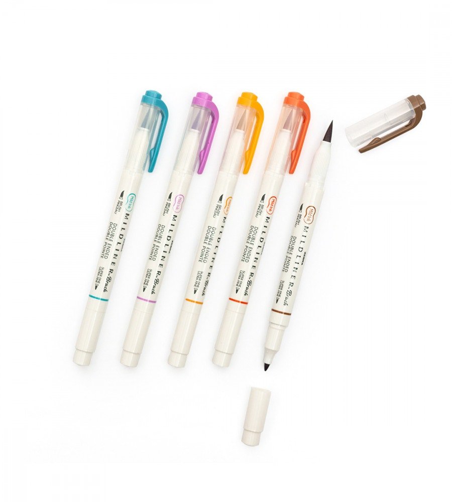 Överstrykningspenna - Zebra Mildliner Brush - 5-pack - Personal Planner