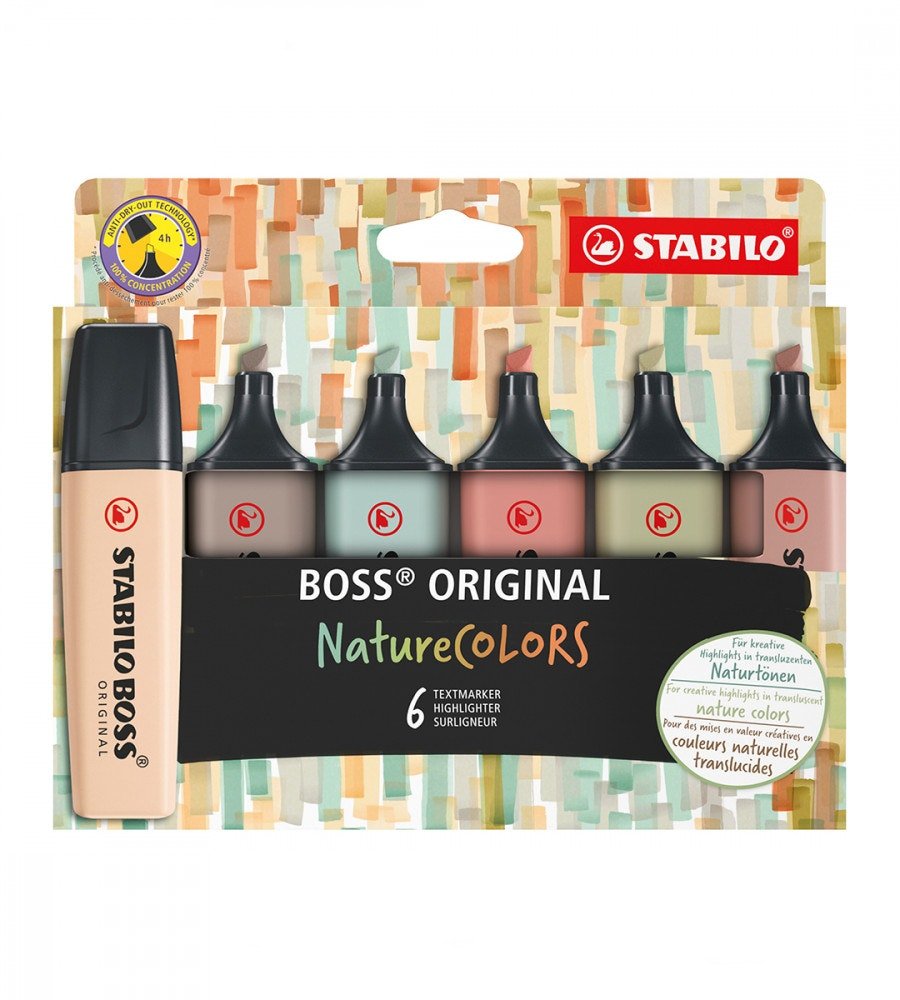 Överstrykningspennor - Stabilo Boss Original Nature Colors 6-pack - Personal Planner
