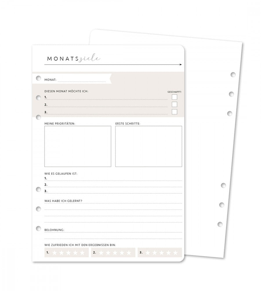 Refill-Seiten Monatsziele 12er Set für Systemkalender - Größe A5 - Personal Planner