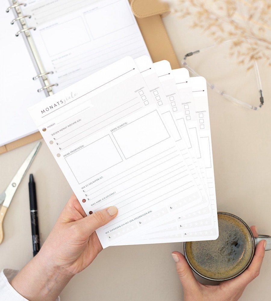 Refill-Seiten Monatsziele 12er Set für Systemkalender - Größe A5 - Personal Planner