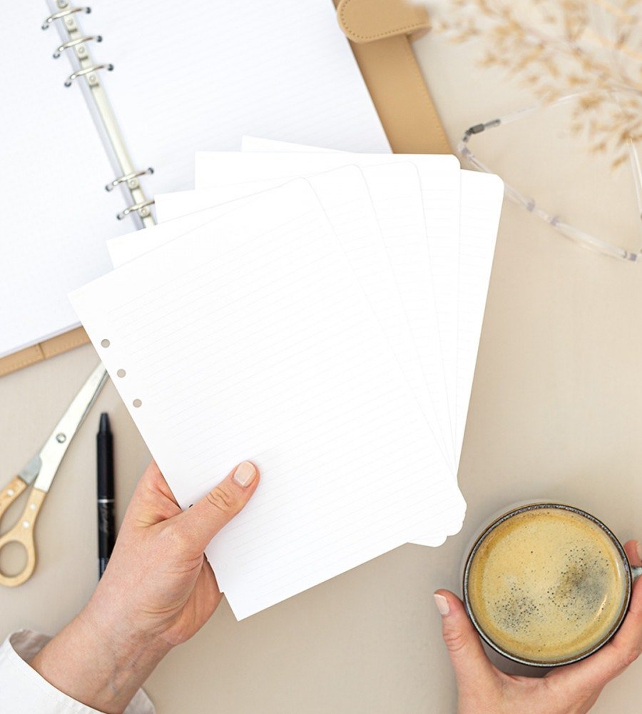 Refillsidor - Linjerat 12-pack till Systemkalender - storlek A5 - Personal Planner