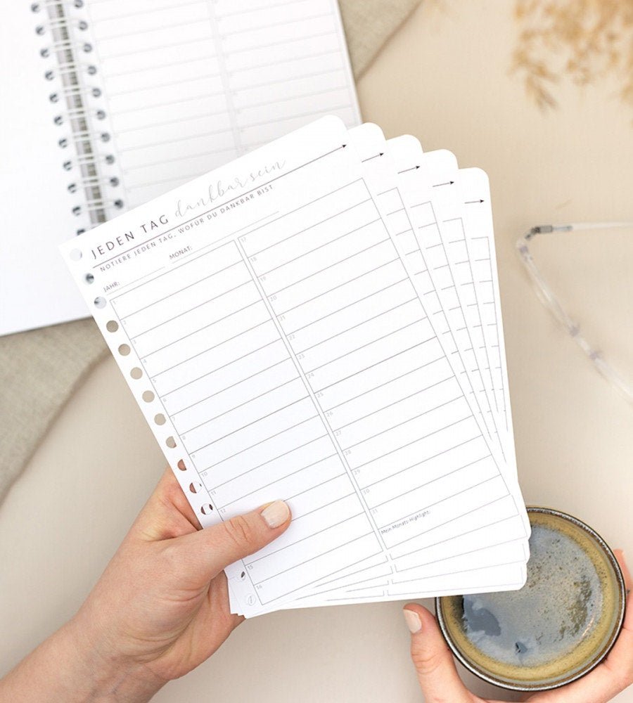 Snap In Refill-Seiten Jeden Tag dankbar sein für Kalender - Größe A5 - Personal Planner