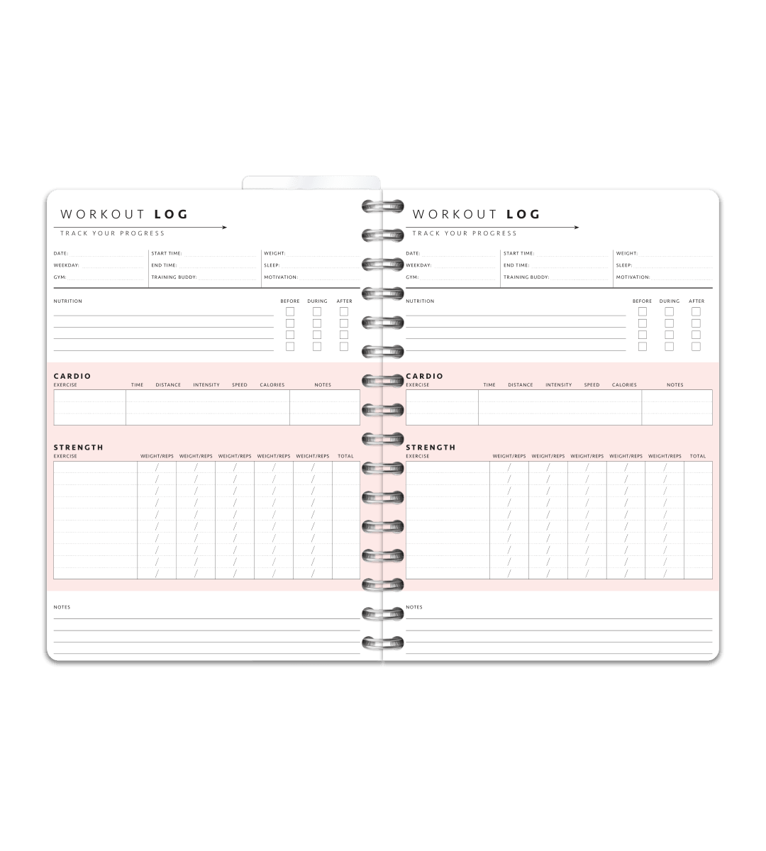Spiralbindning A5 - Träningskalender - Personal Planner